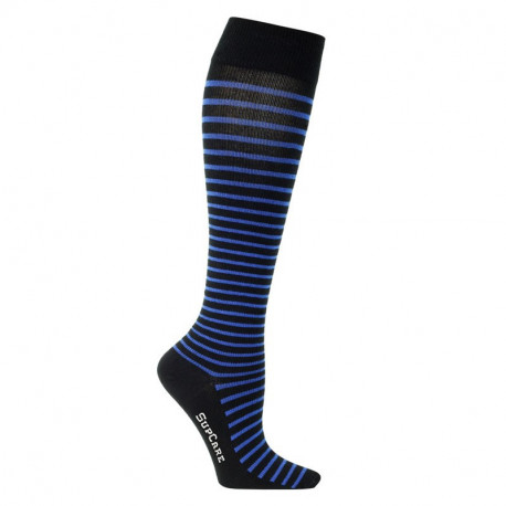 Chaussettes de contention coton- fines rayures bleus