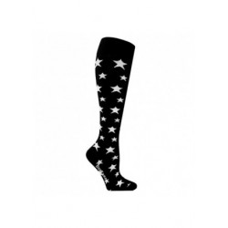 Chaussettes de contention coton noire avec motif étoiles