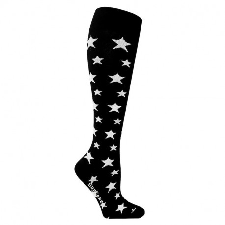 Chaussettes de contention coton noire avec motif étoiles