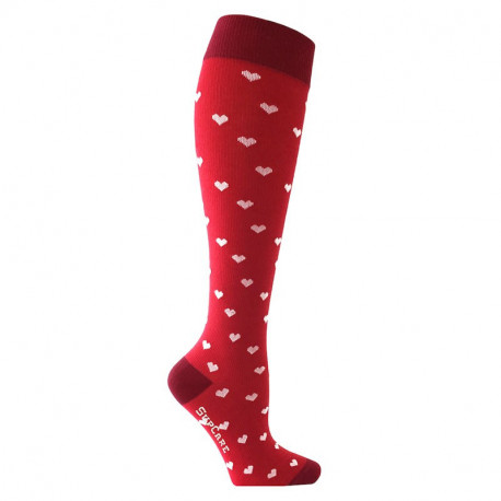 Chaussettes de contention coton noire avec motif coeurs