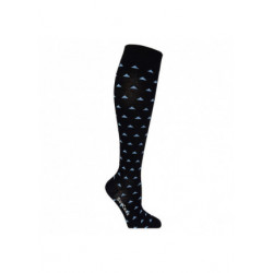 Chaussettes de contention bambou noire - motif triangles bleus