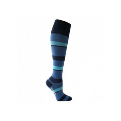 Chaussettes de contention coton - motif rayée bleu et turquoise