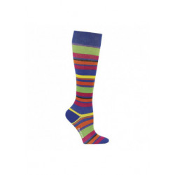 Chaussettes de contention coton bleu avec rayures colorées