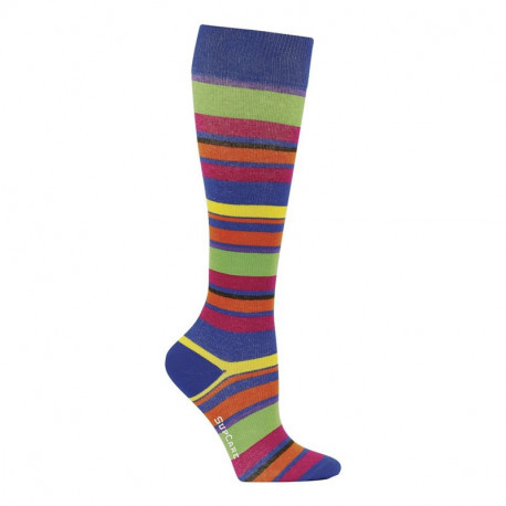 Chaussettes de contention coton bleu avec rayures colorées